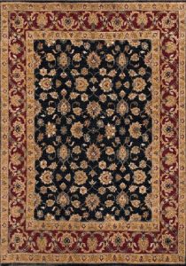 Buy Hand Knotted Rugs and Carpets Online - P02(HK)(10x8)(W)(CD-56 BLACK-DEEP RED) - Wool Effect