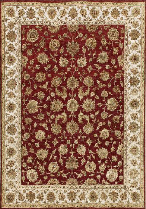 Buy Hand Knotted Rugs and Carpets Online - P05(HK)(10x8)(W)(EG(S)-1 DEEP RED-IVORY)(Option 6 of 6) - Wool Effect