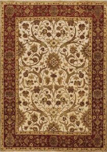 Buy Hand Knotted Rugs and Carpets Online - P07(HK)(10x8)(W)(EG(S)-55 IVORY-DEEP RED) - Wool Effect