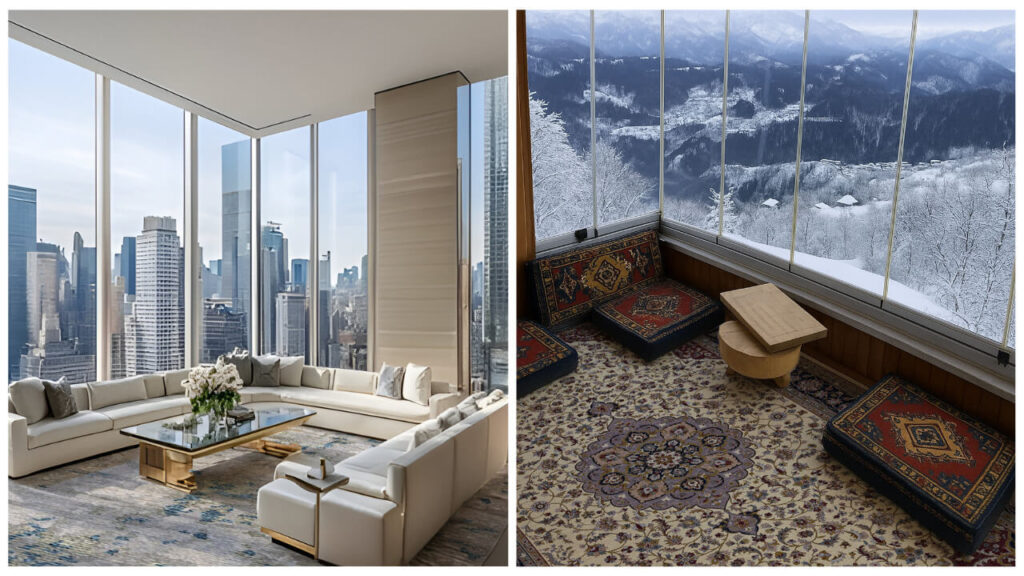 New York penthouse, snowy Turkish retreat
